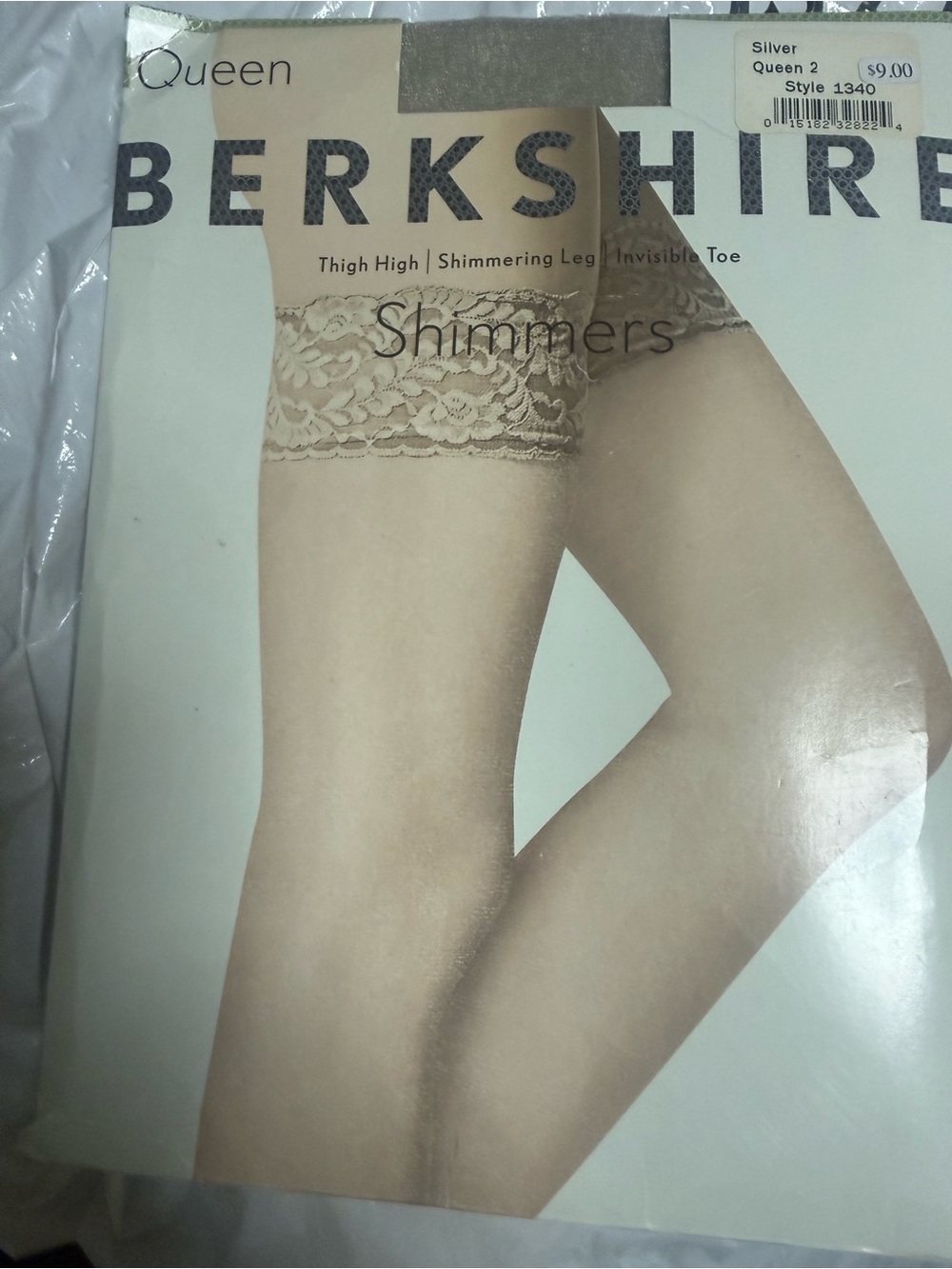 Berkshire Shimmers Lace Top Thigh Highs in Silver